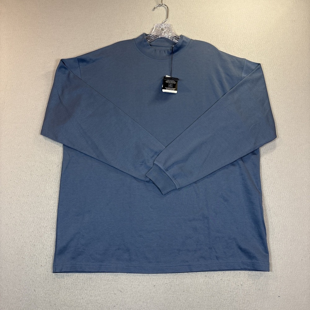 Pebble Beach Cool Comfort Mock Neck Long Sleeve Blue Golf Shirt Men X LNWT